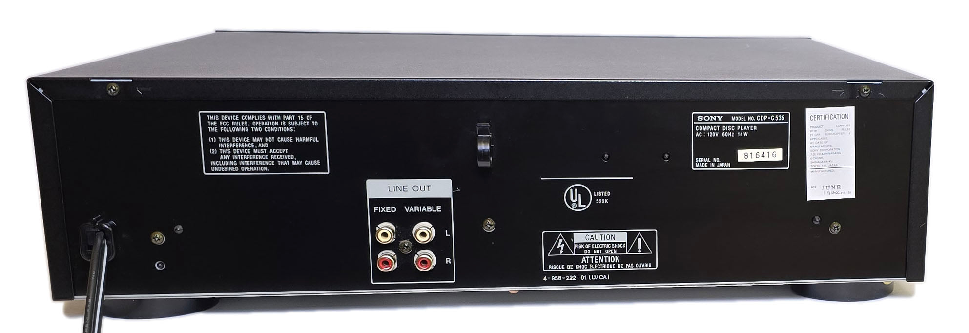 SONY CDP-C535 5連装CDプレーヤー Sony CDP-C535 5-Disc Carousel CD Changer Player – VCR-DVD.com