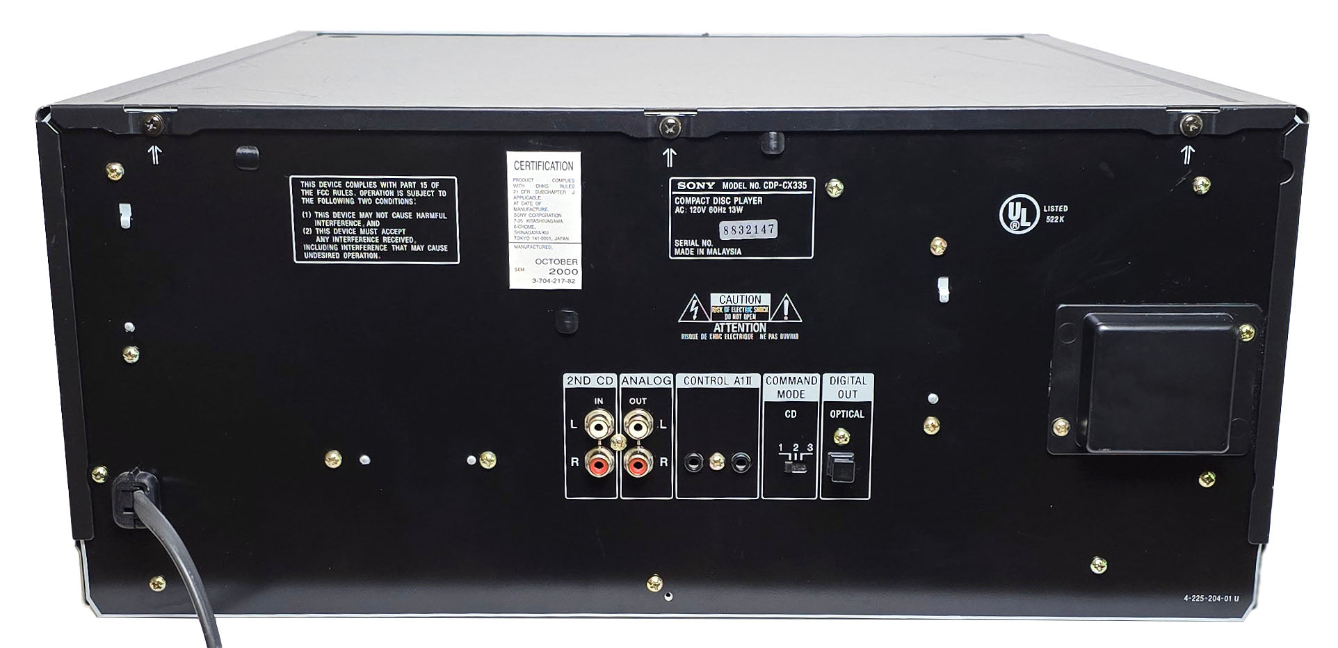 Sony CDP-CX335 MegaStorage 300 CD Changer - Rear