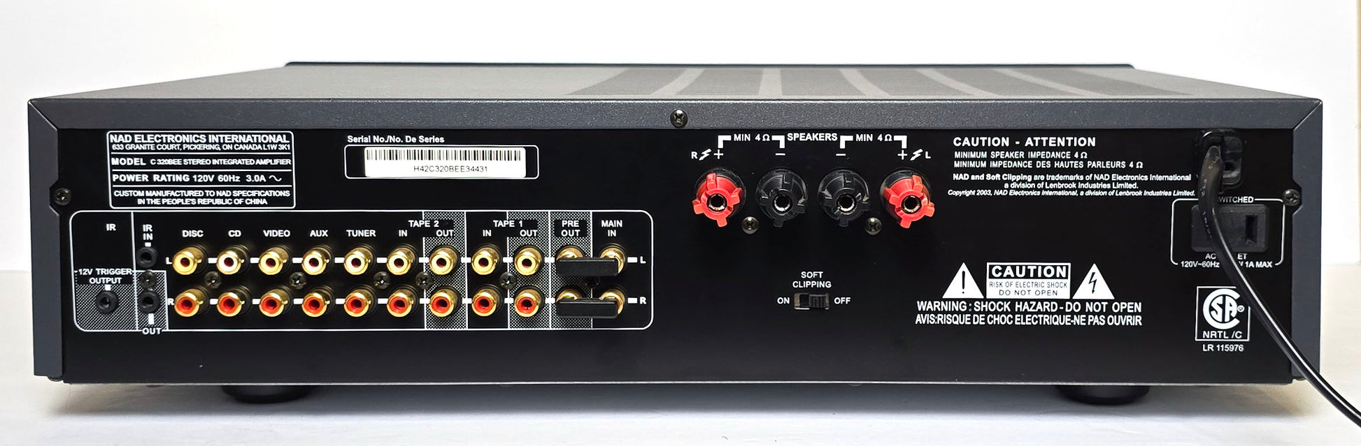 NAD C 320BEE Integrated Amplifier - Rear