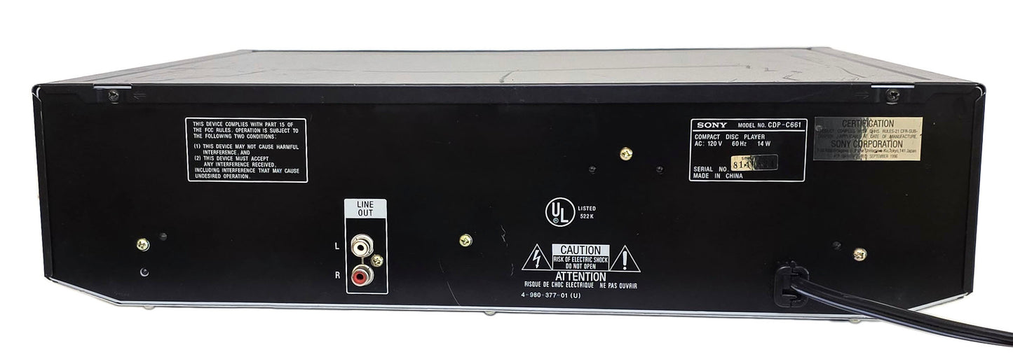 Sony CDP-C661 5-Disc Carousel CD Changer - Rear