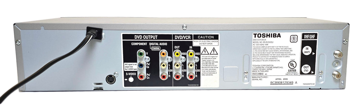 Toshiba SD-KV550SU VCR/DVD Player Combo - Rear