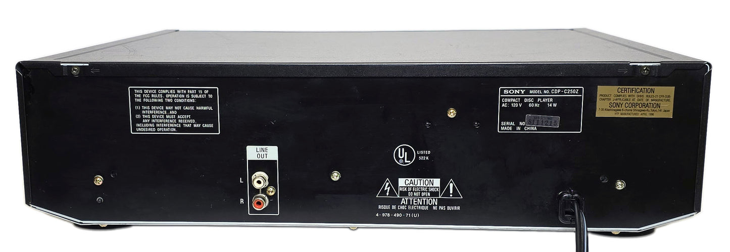 Sony CDP-C250Z 5-Disc Carousel CD Changer - Rear