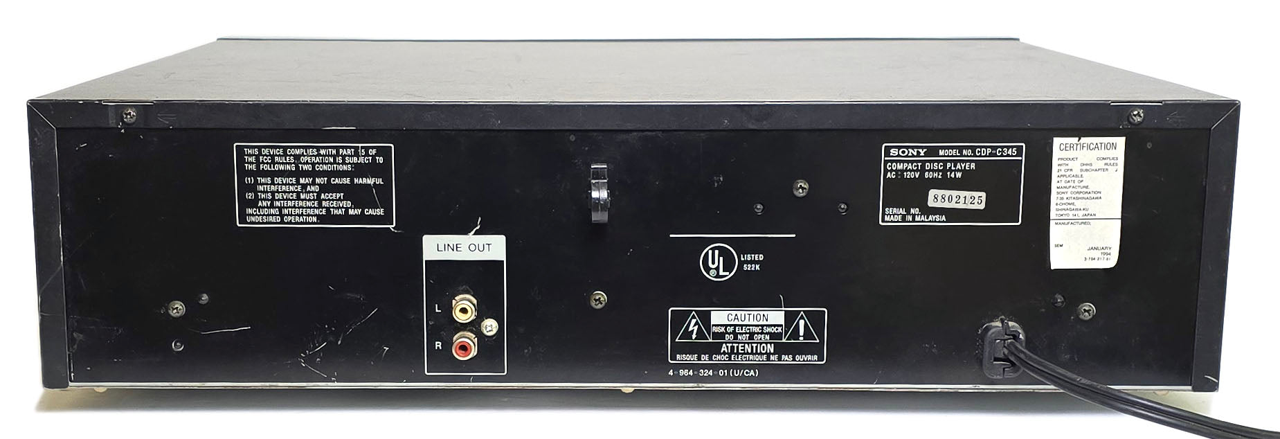 Sony CDP-C345 5-Disc Carousel CD Changer Player – VCR-DVD.com