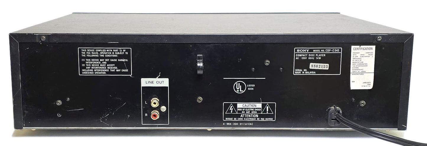 Sony CDP-C345 5-Disc Carousel CD Changer - Rear