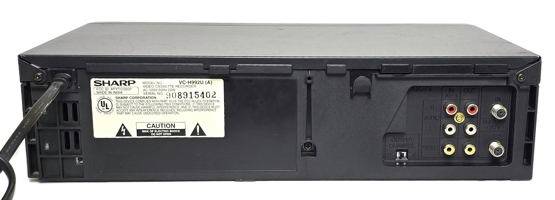 Sharp VC-H992U VCR, 4-Head Hi-Fi Stereo - Rear