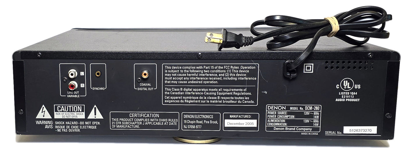 Denon DCM-280 5-Disc Carousel CD Changer - Rear