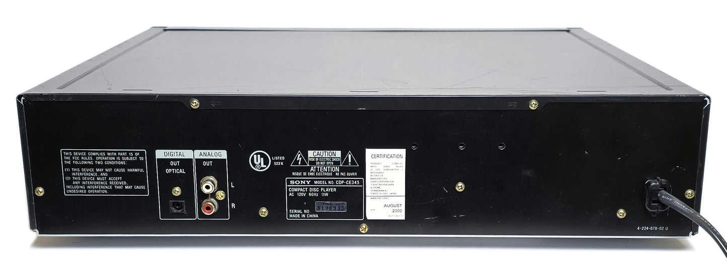 Sony CDP-CE345 5-Disc Carousel CD Changer - Rear