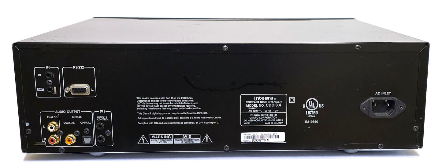 Integra CDC-3.4 6-Disc Carousel CD Changer - Rear
