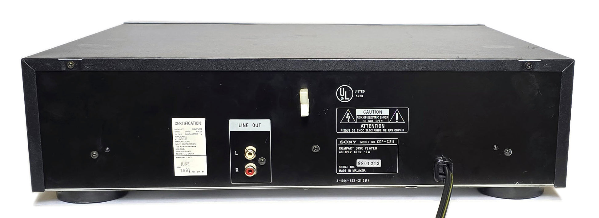 Sony CDP-C211 5-Disc Carousel CD Changer - Rear