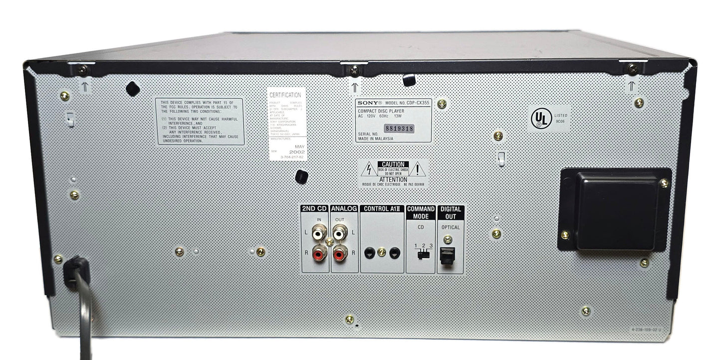 Sony CDP-CX355 MegaStorage 300 CD Changer - Rear