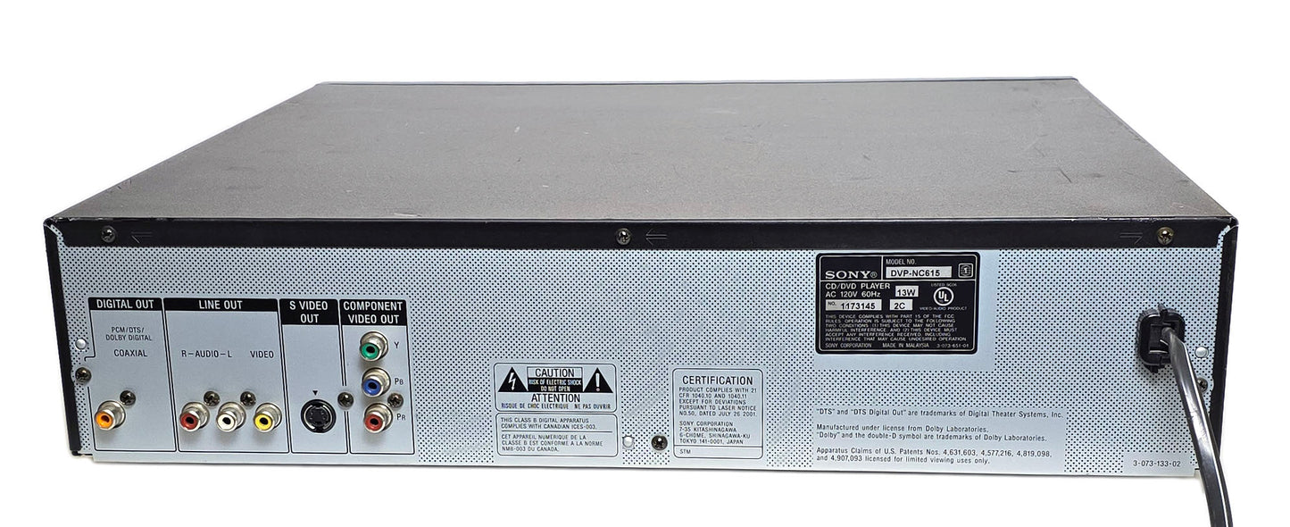 Sony DVP-NC615 DVD/CD Player, 5 Disc Carousel Changer - Rear