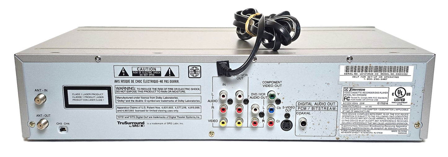 Emerson EWD2202 VCR/DVD Player Combo - Rear