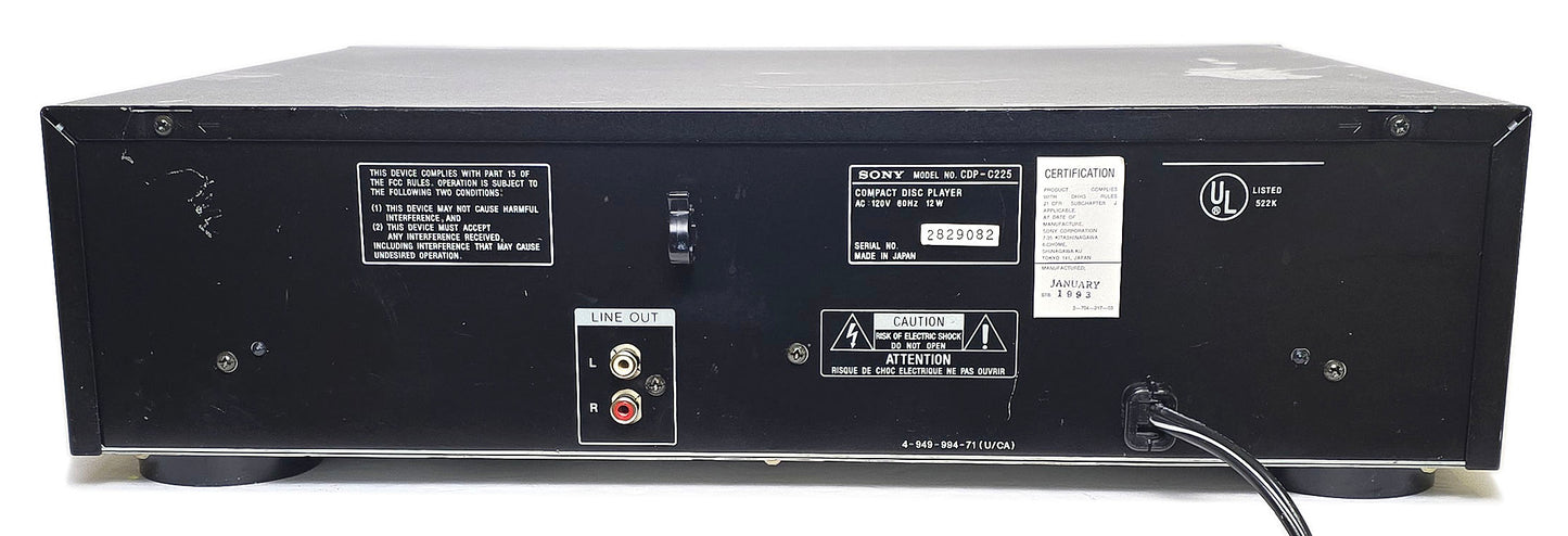 Sony CDP-C225 5-Disc Carousel CD Changer - Rear