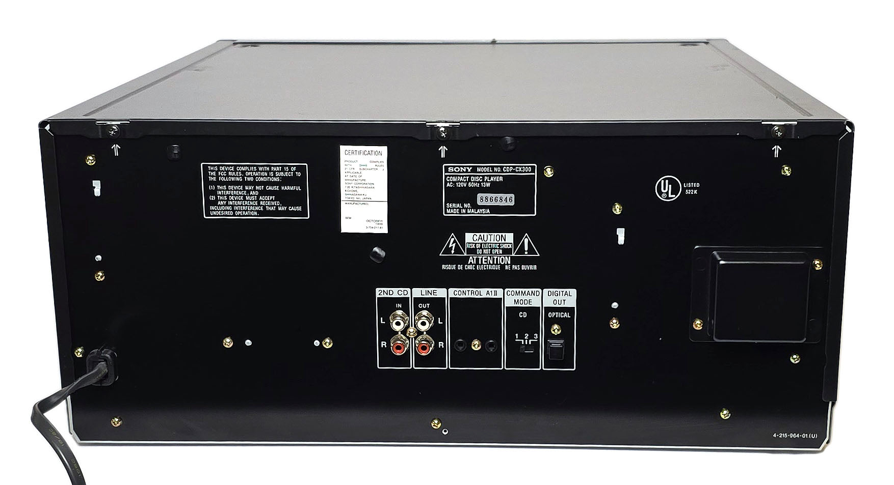 Sony CDP-CX300 MegaStorage 300 CD Changer - Rear