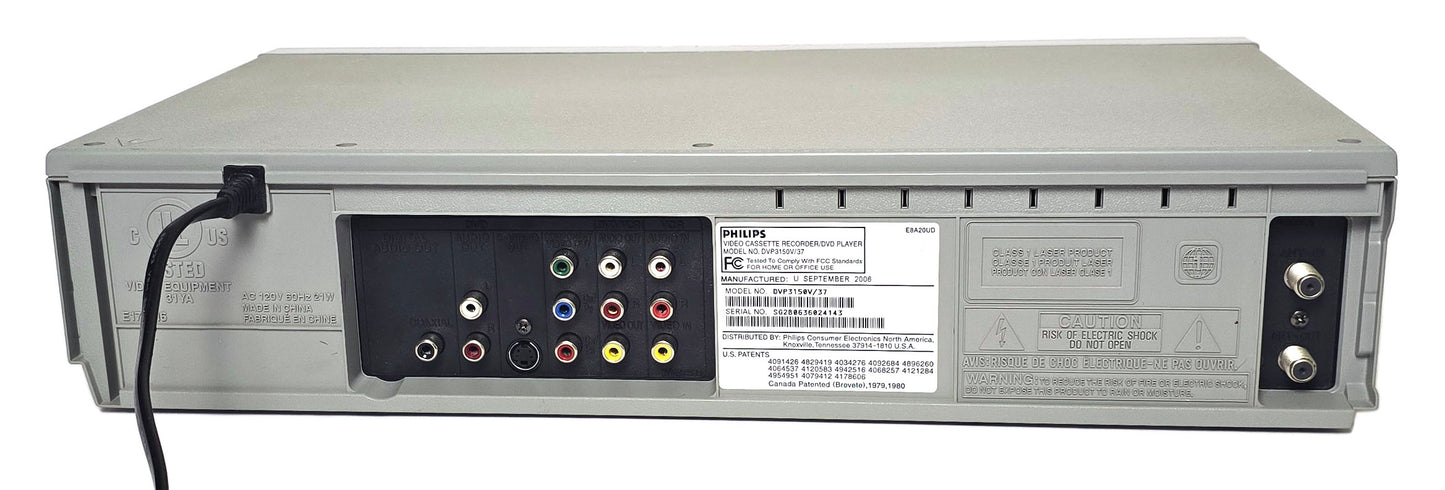 Philips DVP3150V VCR/DVD Player Combo - Rear