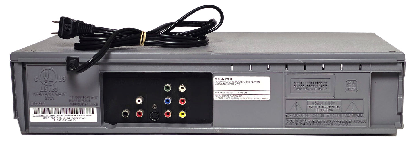 Magnavox DV200MW8 VCP/DVD Player Combo - Rear