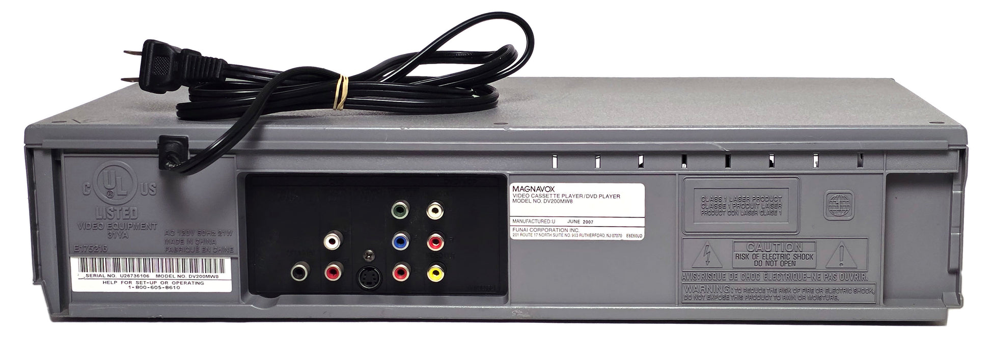 Magnavox DV200MW8 VCP/DVD Player Combo - Rear