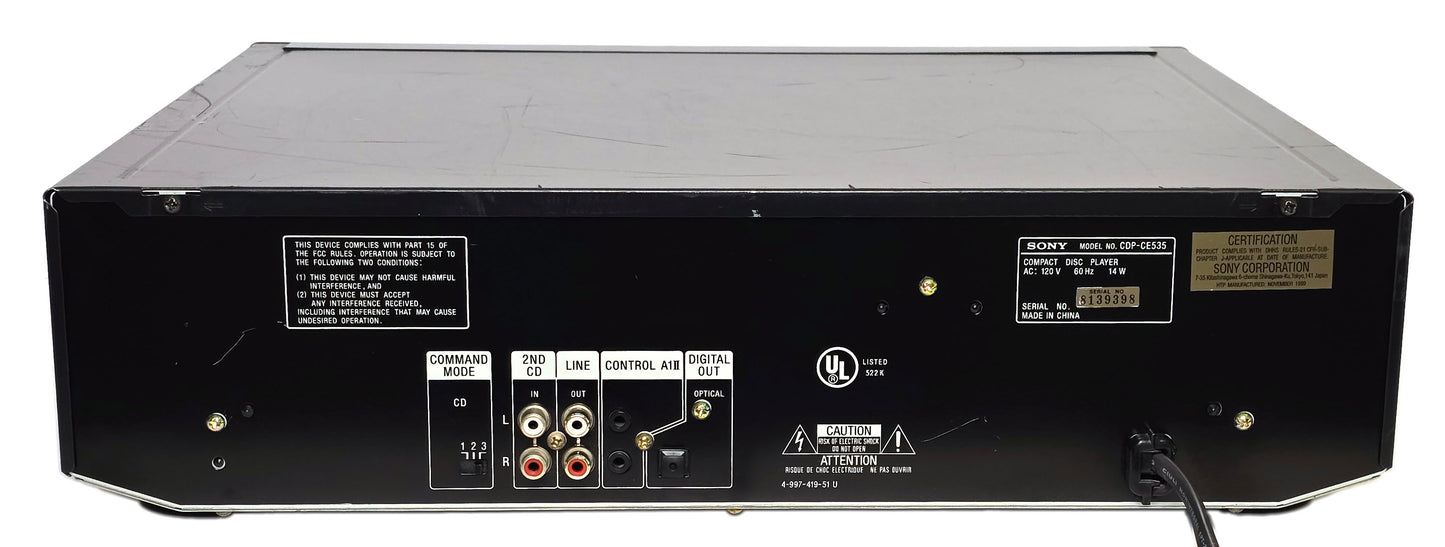 Sony CDP-CE535 5-Disc Carousel CD Changer - Rear