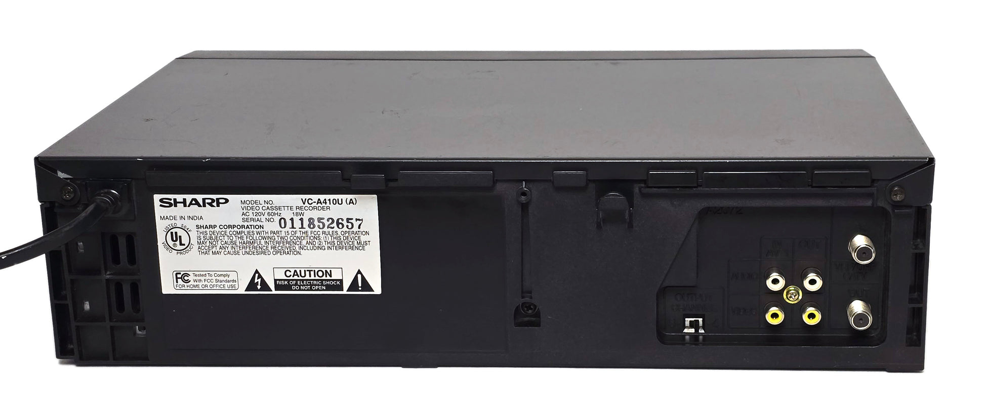 Sharp VC-A410U VCR, 4-Head Mono - Rear