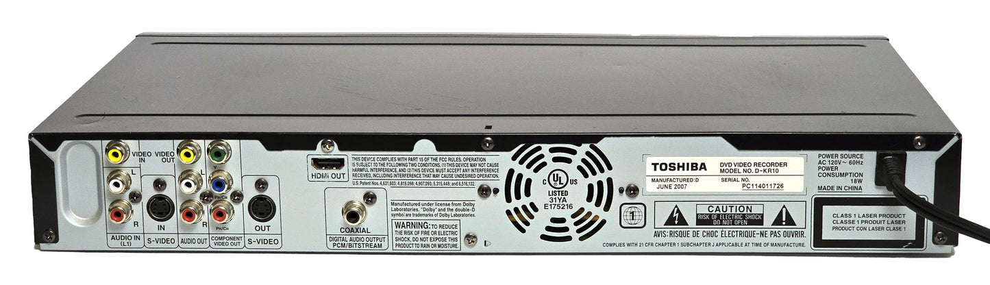 Toshiba D-KR10 DVD Recorder with HDMI - Rear
