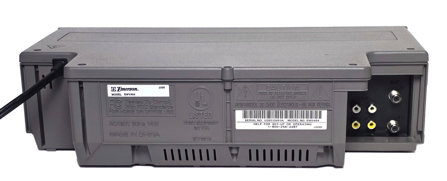 Emerson EWV404 VCR, 4-Head Mono - Rear