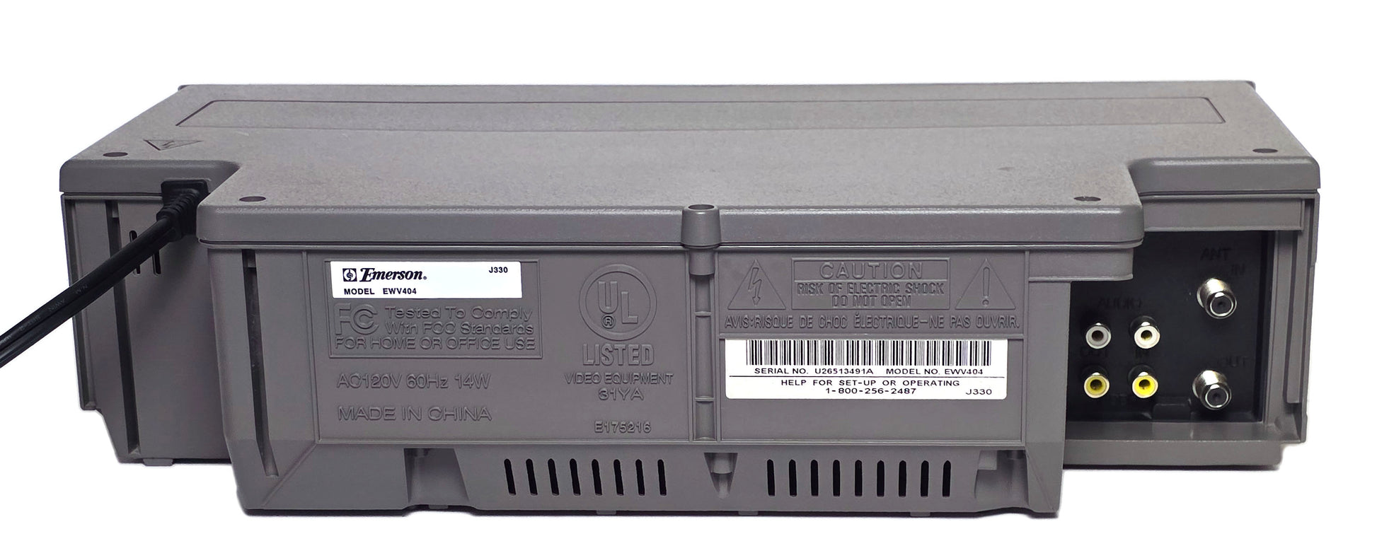 Emerson EWV404 VCR, 4-Head Mono - Rear