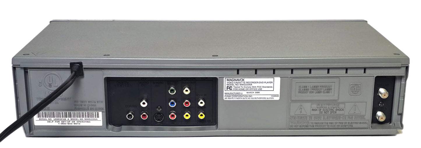 Magnavox MWD2206A VCR/DVD Player Combo - Rear