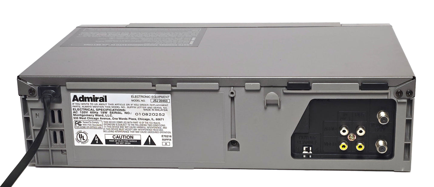 Admiral JSJ20451 VCR, 4-Head Mono - Rear