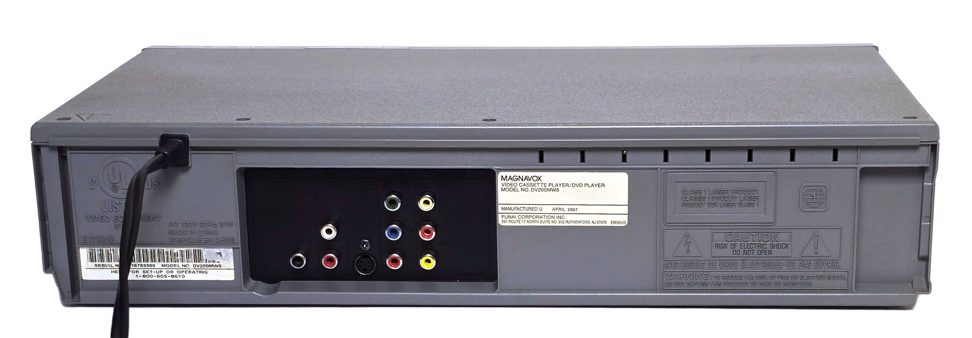 Magnavox DV200MW8 VCP/DVD Player Combo - Rear