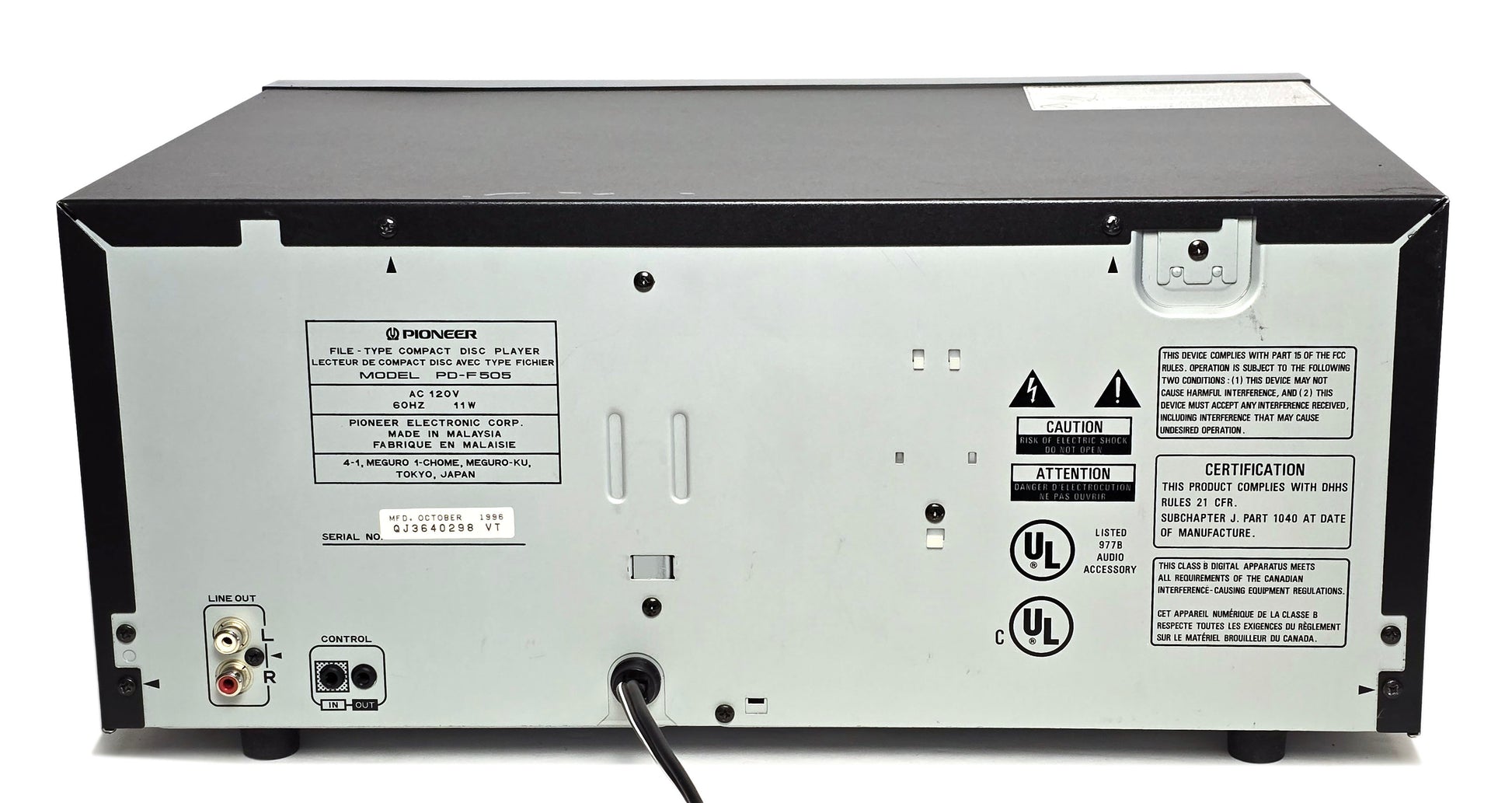 Pioneer PD-F505 25-Disc CD Changer - Rear