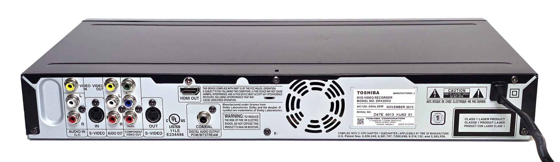 Toshiba DR430KU DVD Recorder with HDMI - Rear