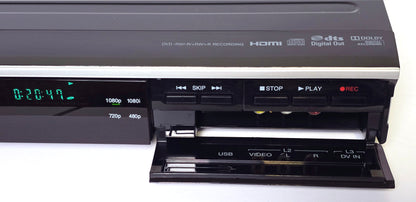 Toshiba DR430KU DVD Recorder with HDMI - Front Door Buttons and Connections