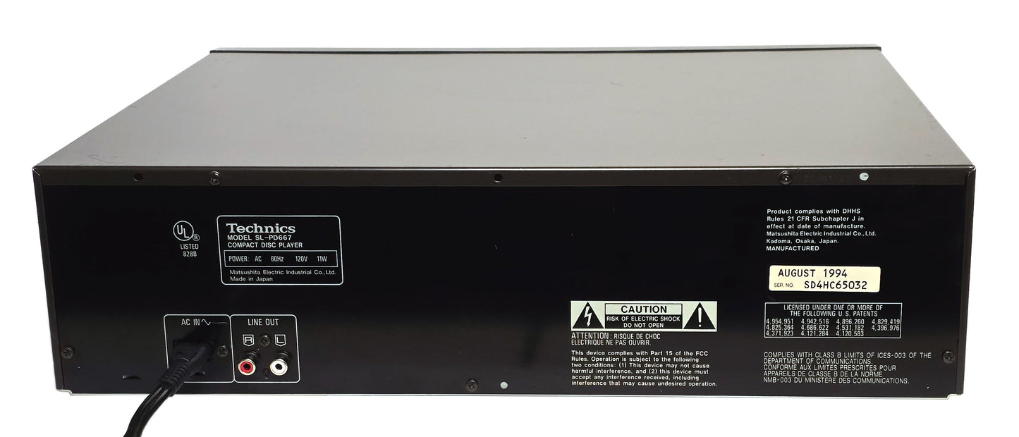 Technics SL-PD667 5-Disc Carousel CD Changer - Rear