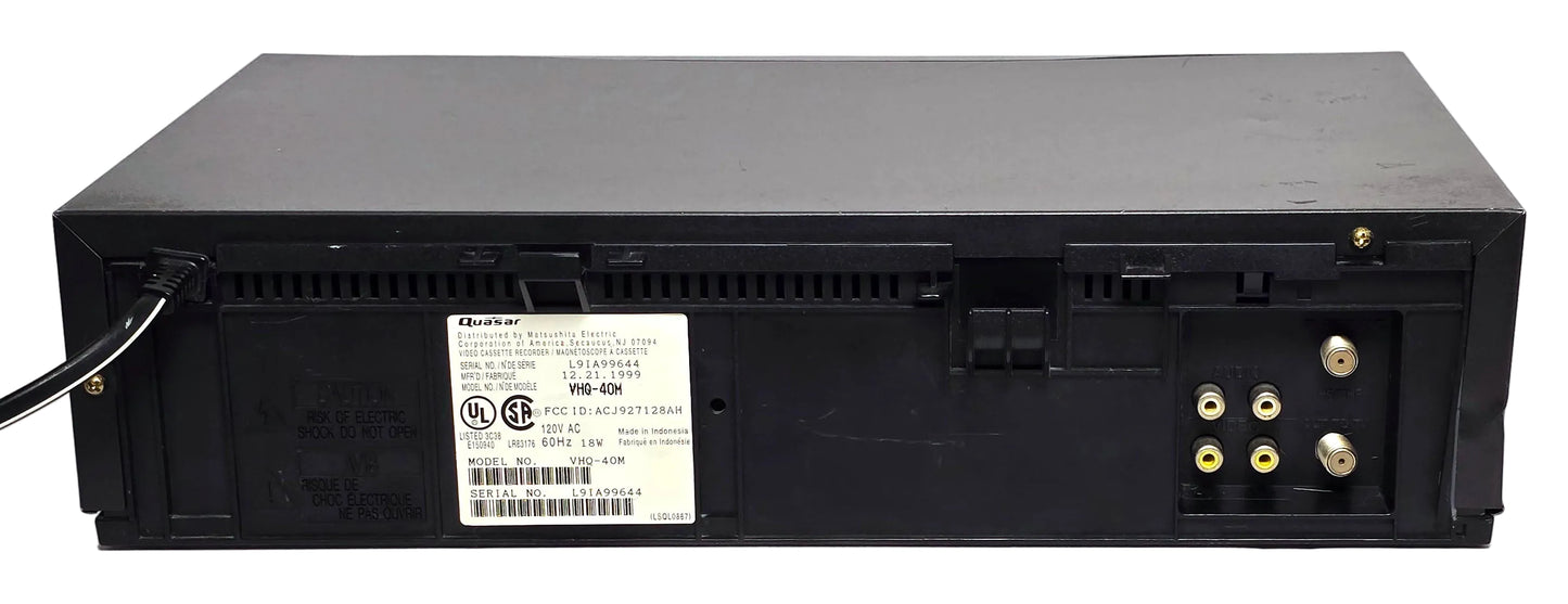 Quasar (Panasonic) VHQ-40M Omnivision VCR, 4-Head Mono - Rear