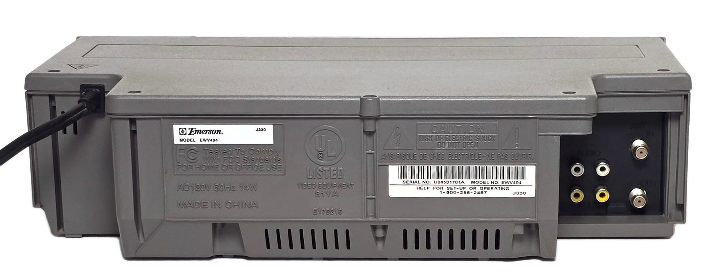 Emerson EWV404 VCR, 4-Head Mono - Rear