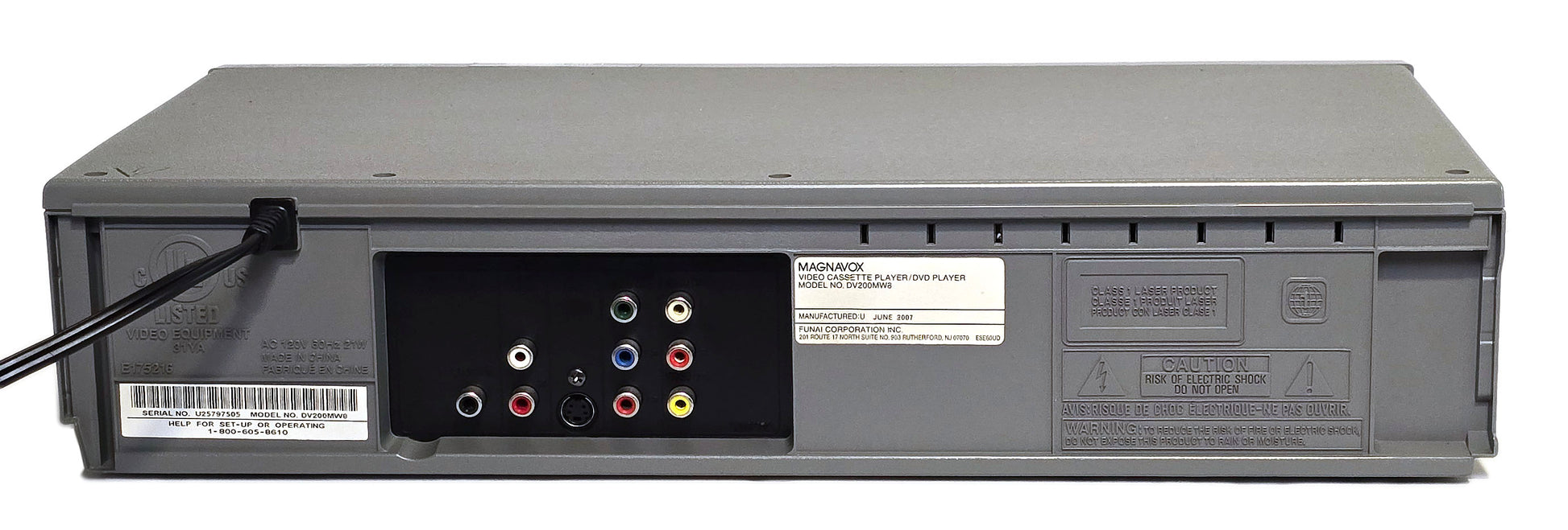Magnavox DV200MW8 VCP/DVD Player Combo - Rear