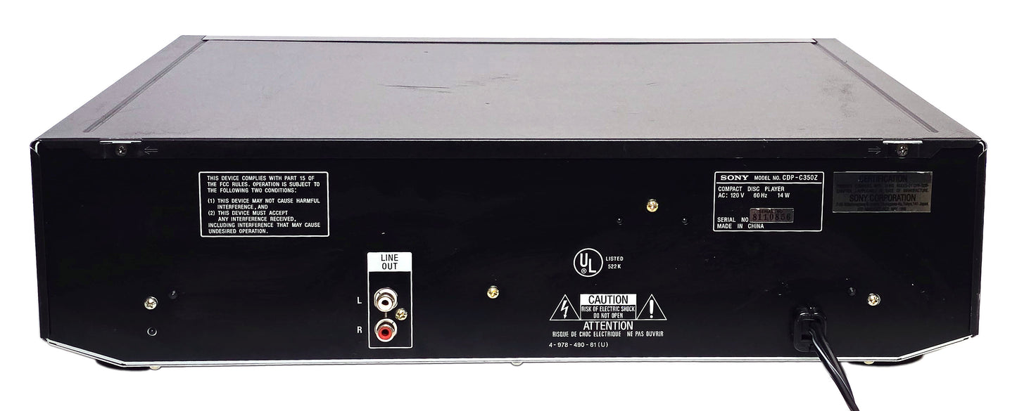 Sony CDP-C350Z 5-Disc Carousel CD Changer - Rear