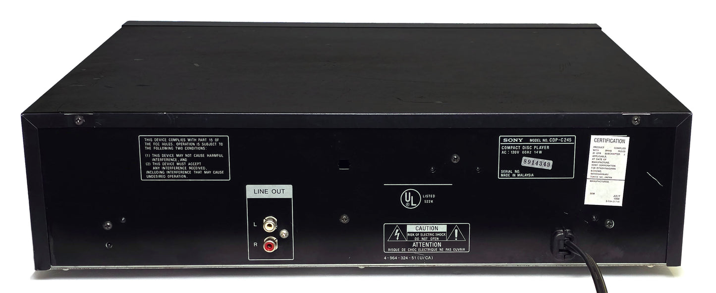 Sony CDP-C245 5-Disc Carousel CD Changer - Rear