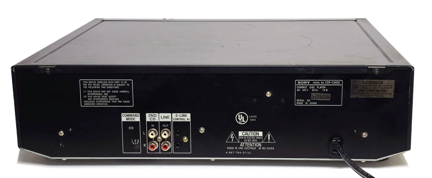 Sony CDP-C360Z 5-Disc Carousel CD Changer - Rear