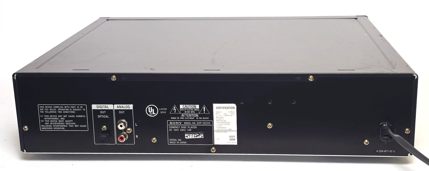 Sony CDP-CE245 5-Disc Carousel CD Changer - Rear