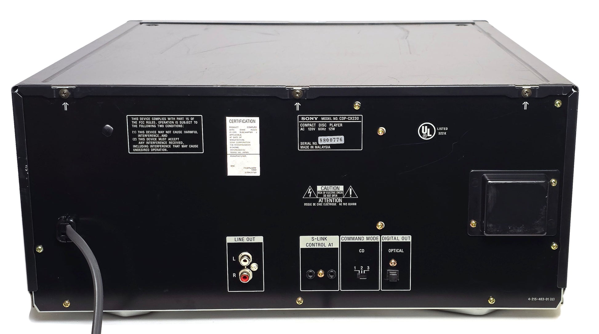 Sony CDP-CX230 MegaStorage 200 CD Changer - Rear