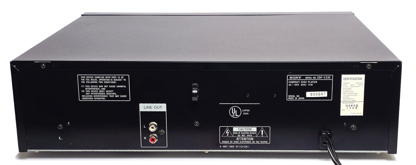 Sony CDP-C235 5-Disc Carousel CD Changer - Rear