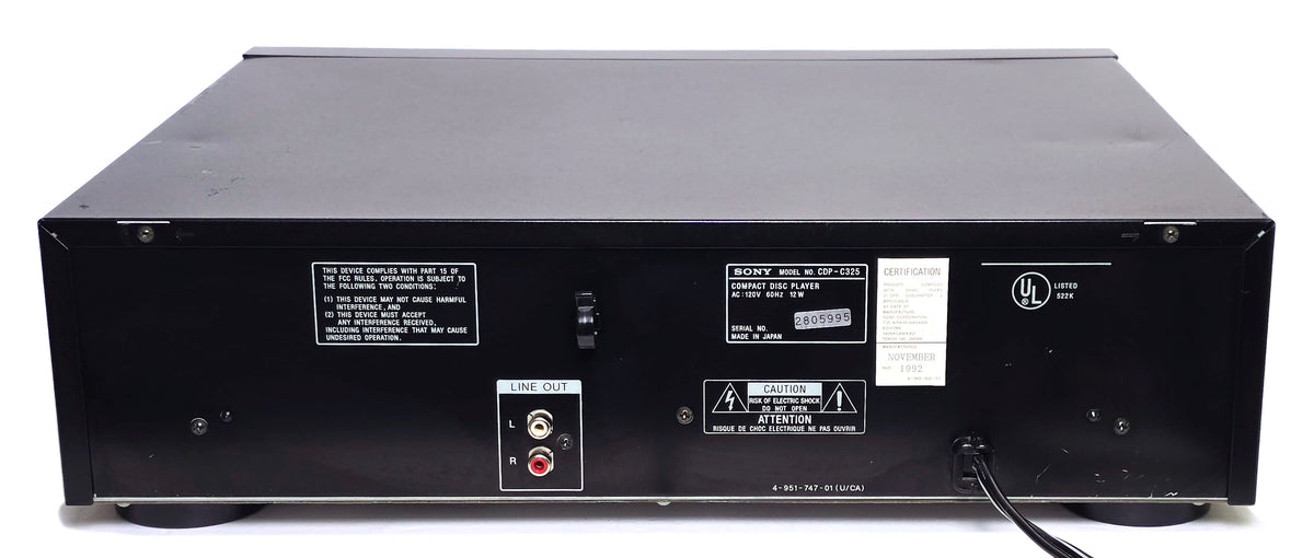 Sony CDP-C325 5-Disc Carousel CD Changer - Rear