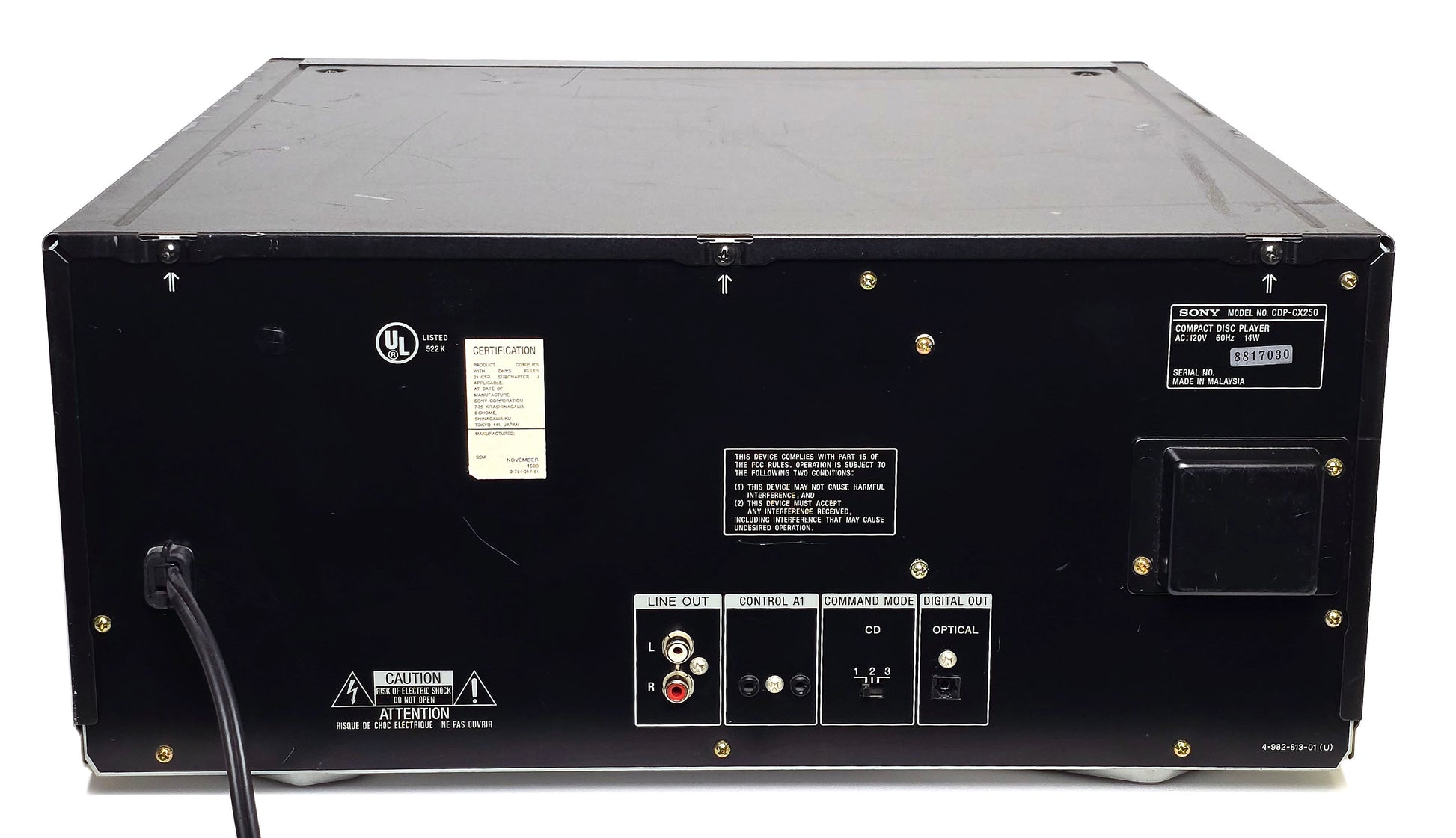Sony CDP-CX250 MegaStorage 200 CD Changer - Rear