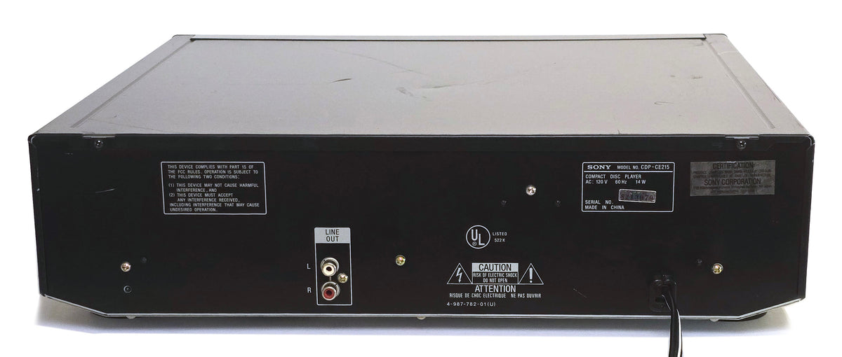 Sony CDP-CE215 5-Disc Carousel CD Changer - Rear