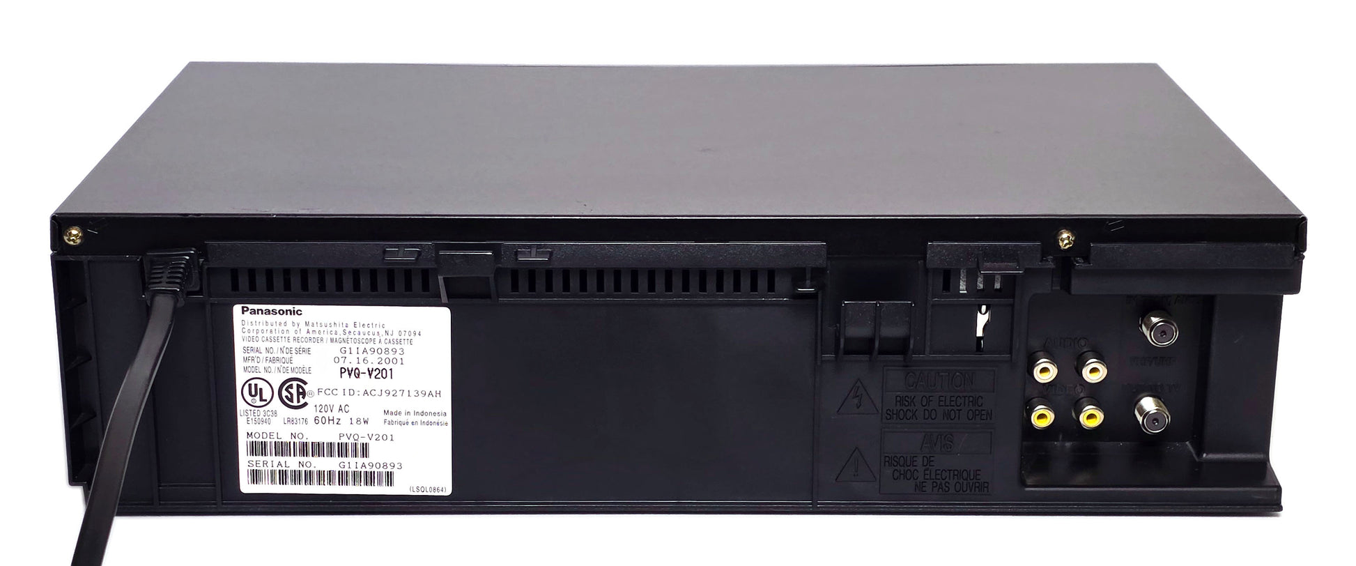 Panasonic PVQ-V201 Omnivision VCR, 2-Head Mono