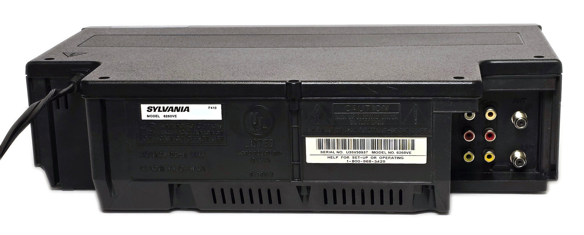Sylvania 6260VE VCR, 4-Head Hi-Fi Stereo - Rear