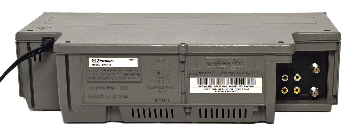 Emerson EWV403 VCR, 4-Head Mono - Rear