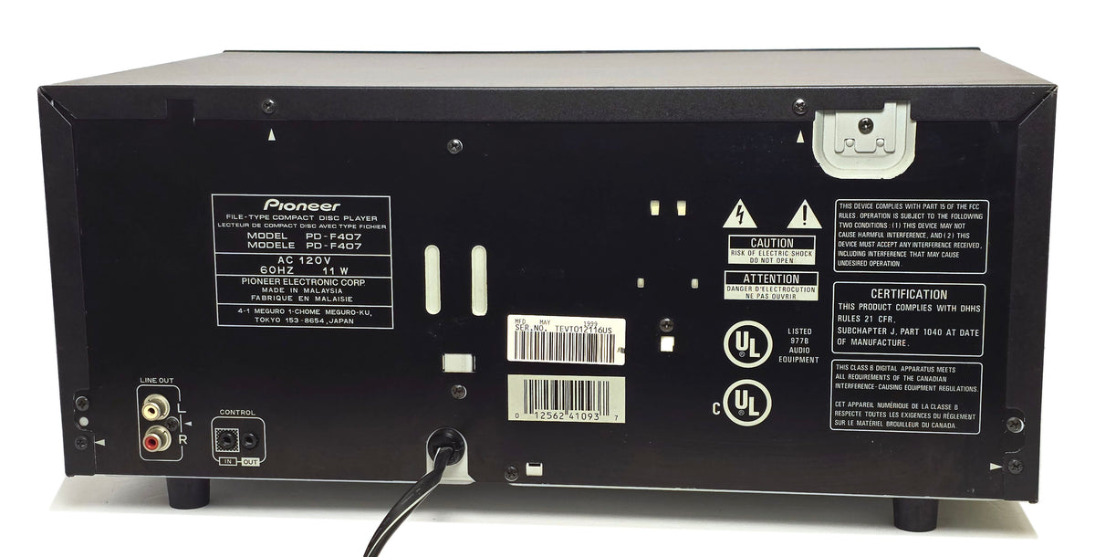 Pioneer PD-F407 25-Disc CD Changer - Rear