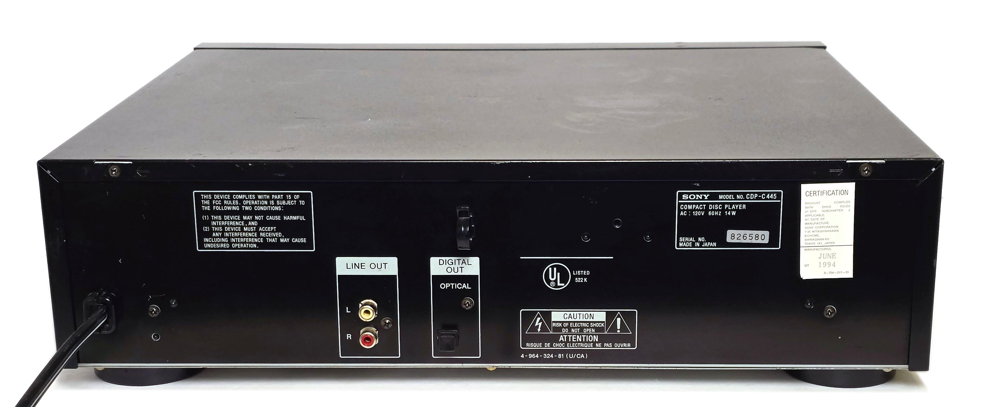 Sony CDP-C445 5-Disc Carousel CD Changer Player - Refurbished